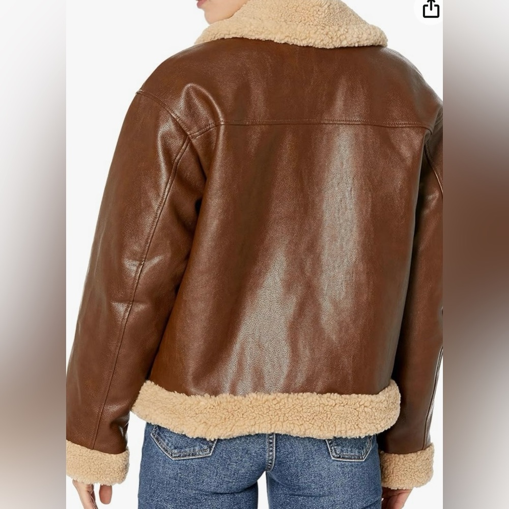 Levi’s ladies faux leather Sherpa- lined moto jacket - Picture 2 of 4